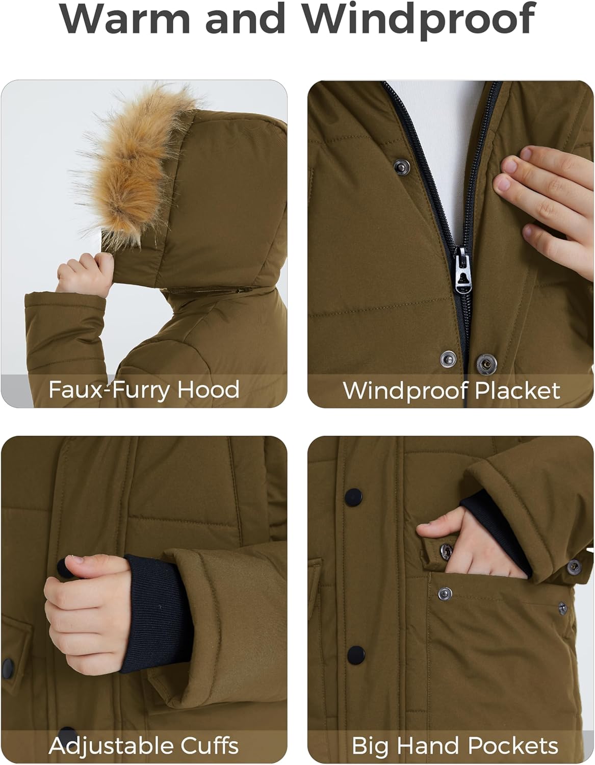 wantdo Boys' Winter Coat Long Puffer Jacket Warm Parka with Removeable Faux Fur Hood - Image 6