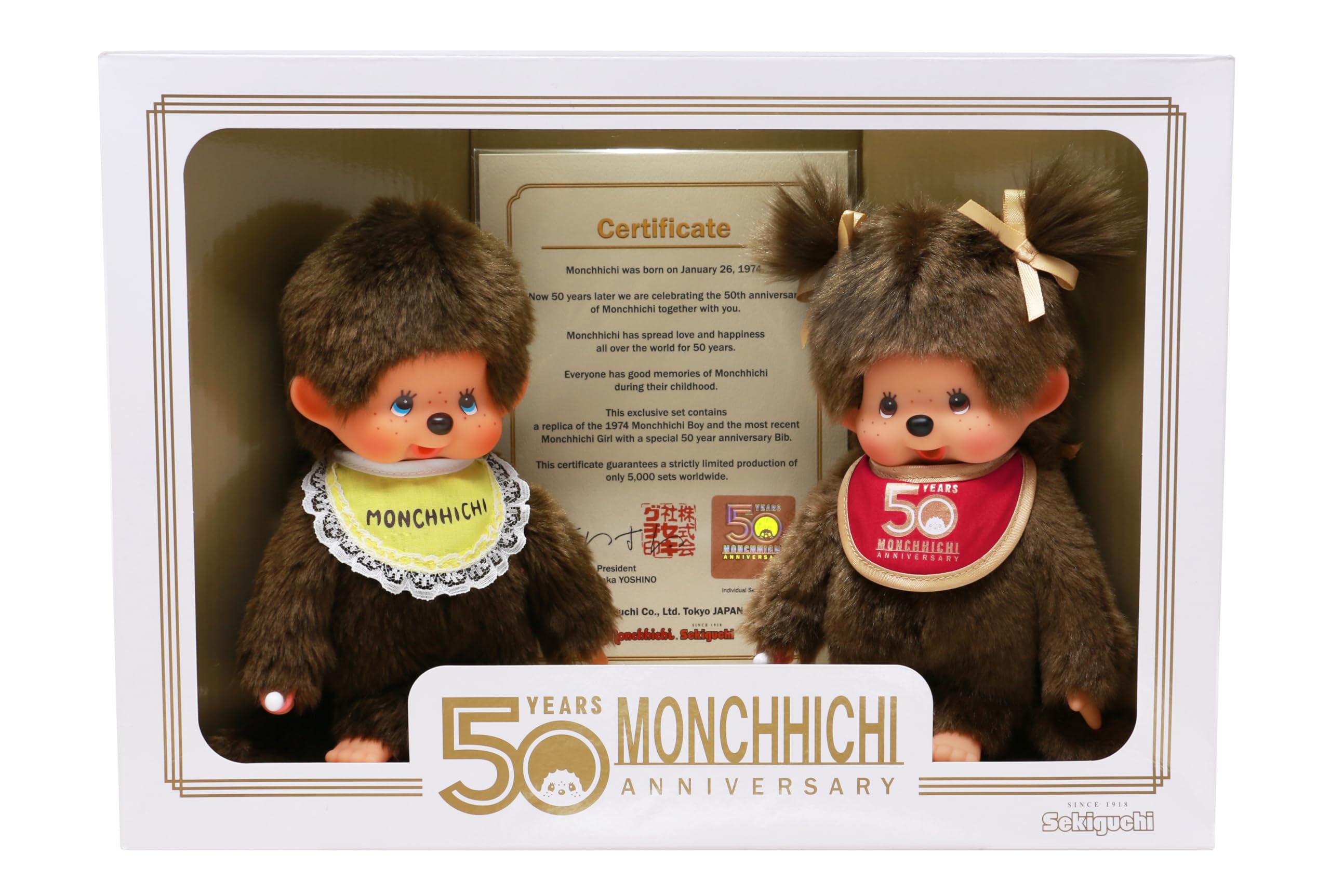 Monchhichi Set 50 jaar Jongen en Meisje met certificaat : Amazon 