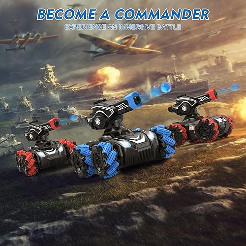 Miniatura 6 de Tanque a control remoto que dispara con luz y música, auto de control remoto 4WD para niños, auto de deriva RC de 2.4 GHz para 4, 5, 6, 7, 8, 9, 10,