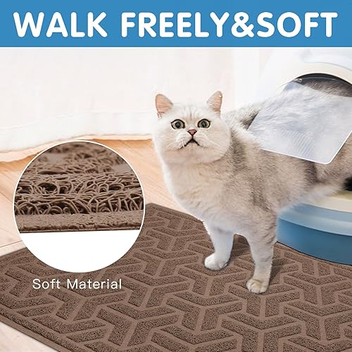 Miniatura 6 de UPSKY Tapete de arena para gatos, tapete suave para patas de gatito, tapete grande para caja de arena de 35 x 24 pulgadas, control de dispersión