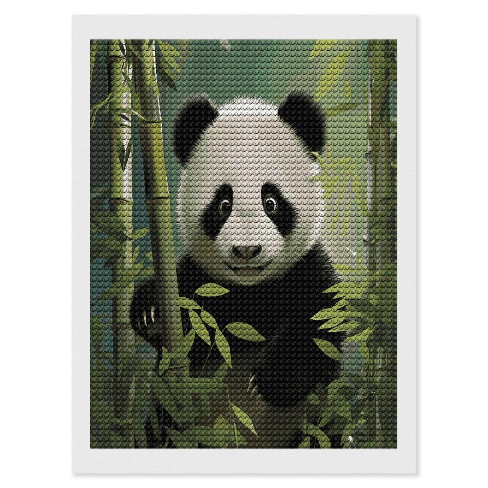 FekiLoot Curious Panda Diamond Art Kits for Adults Diamond Painting Kits for Beginners DIY Diamond Art Kits Round Full Drill Diamond Dot Gem Painting for Home Wall Decor Gift 12"x16"