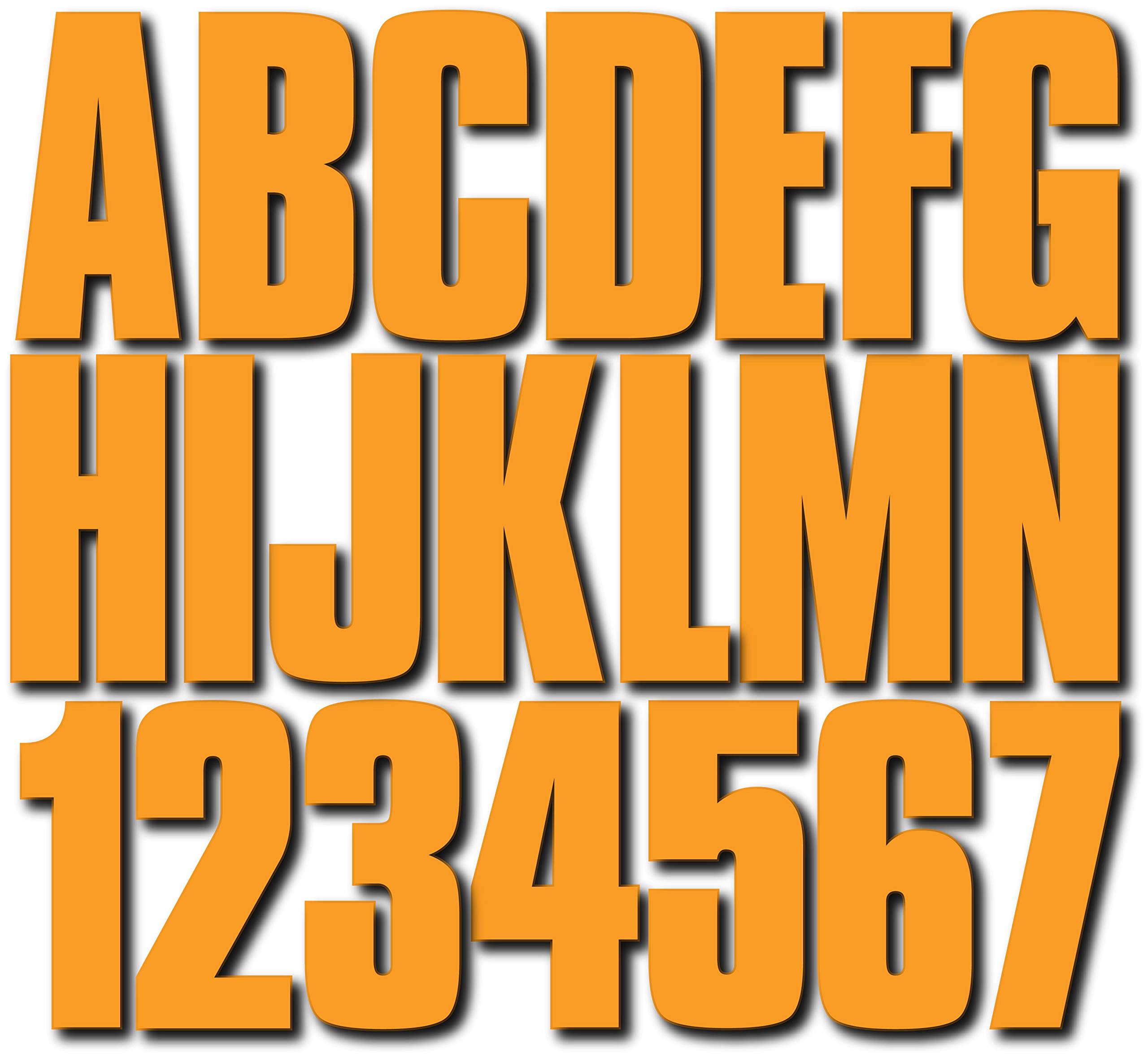 Stiffie Uniline Orange Crush Super Sticky 3" Alpha Numeric Registration Identification Numbers Stickers Decals for Sea-Doo Spark, Inflatable Boats, Ribs, Hypalon/PVC, PWC and Boats.