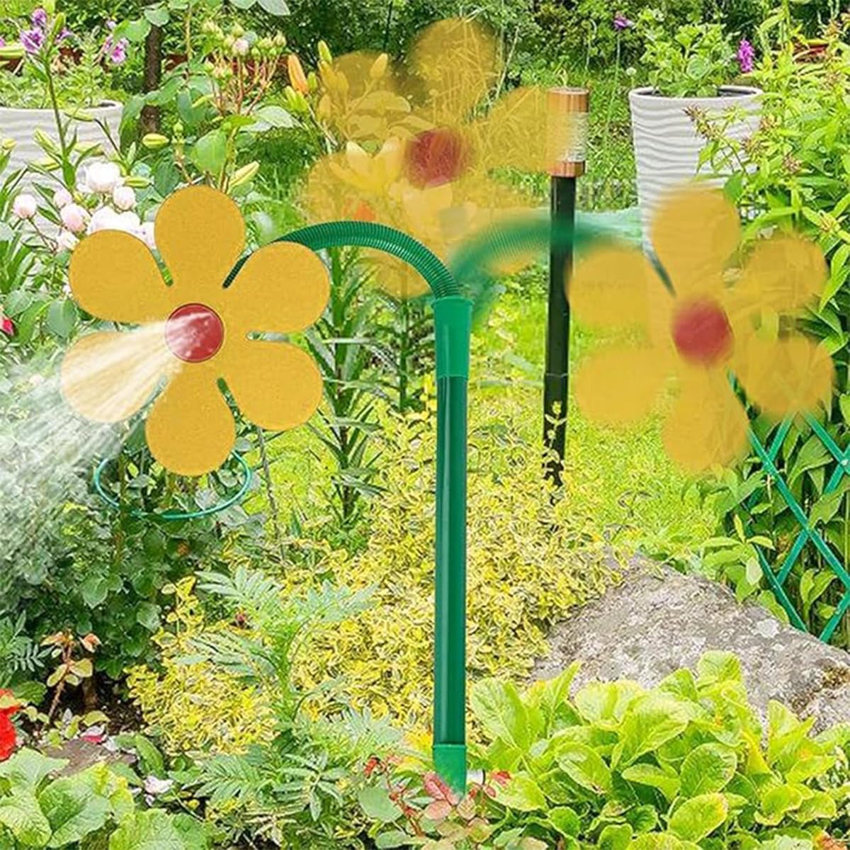 Namvo Arroseur Crazy Daisy, arroseur de marguerite dansante, arroseur drôle en forme de fleur, piquet d'arrosage de fleur dansante, pulvérisateur à rotation à 360° pour jouer/arroser