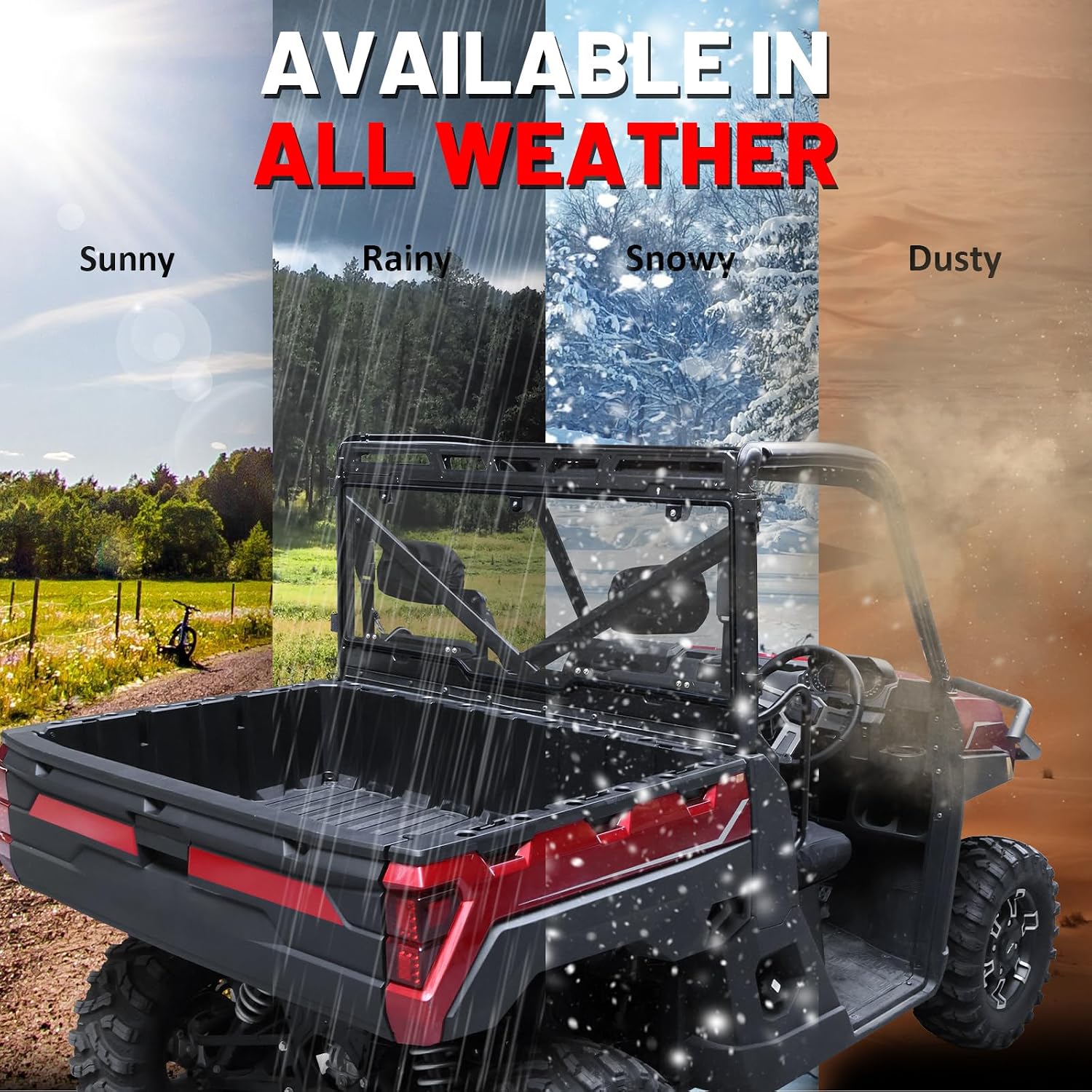 StarknightMT Ranger Rear Windshield Compatible with Polaris Ranger XP 1000/Crew 2017-2026 Ranger 1000/Crew 2020-2026 Smoke Tinted Ranger 1000 Back Window PC Windscreen