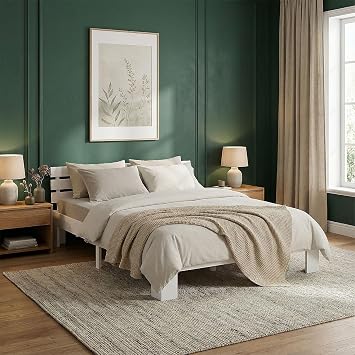 Homestyle4u Wooden Bed 120 x 200 cm Solid White with Slatted Frame Pine