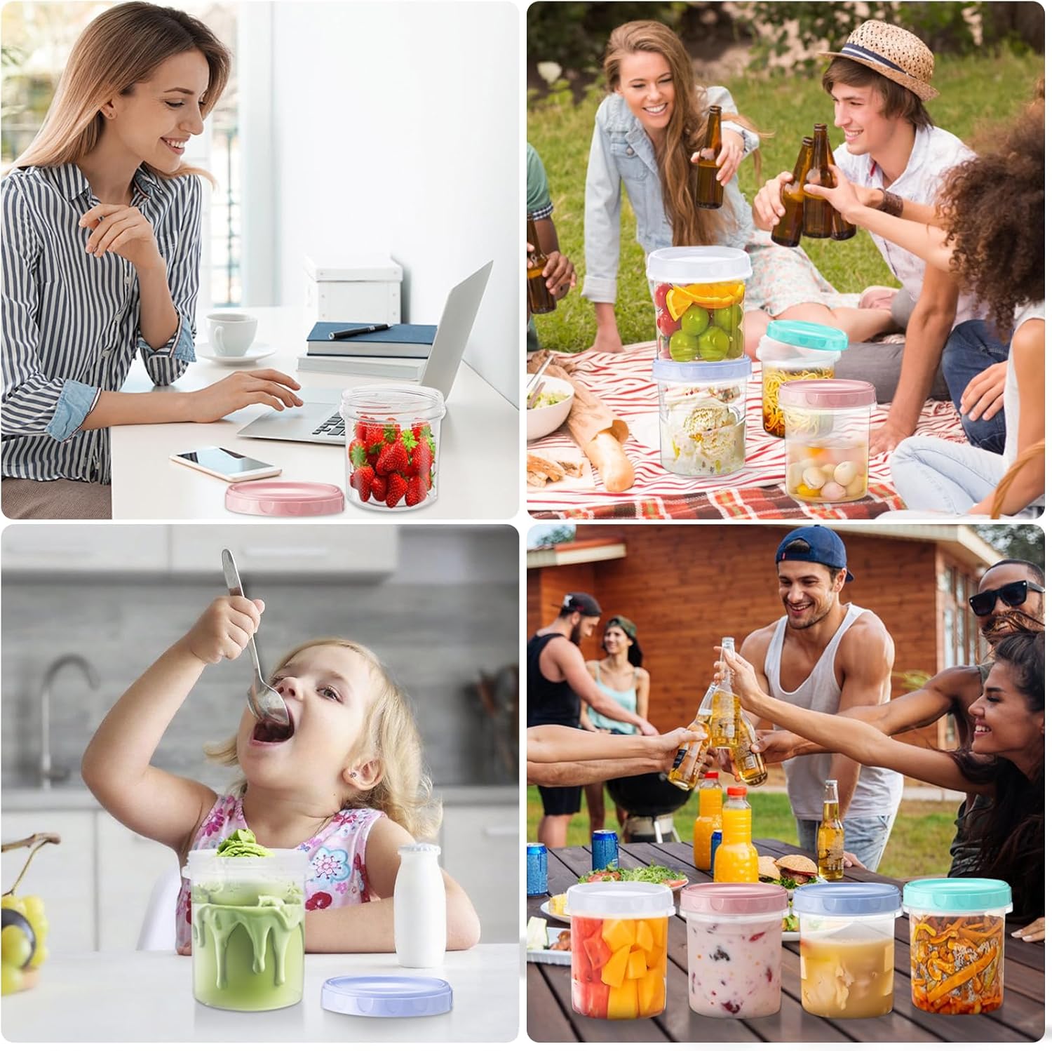 4 Pack 16Oz (500ML) Freezer Storage Containers - airtight Plastic Food Storage with Twist Top Lids - Image 6