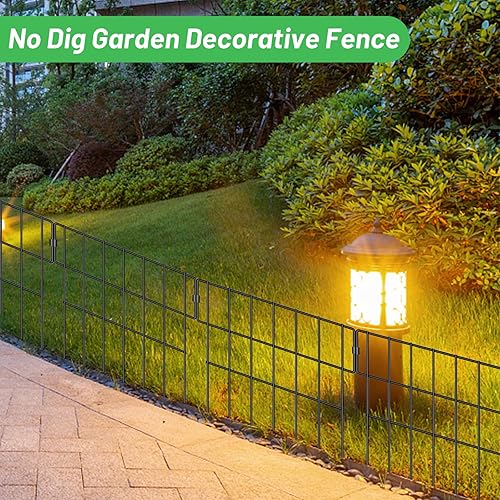 Miniatura 6 de Valla de barrera de animales de 19 paneles, 20.6 pies de largo x 17 pulgadas de alto, valla decorativa para jardín sin excavación, borde de valla de