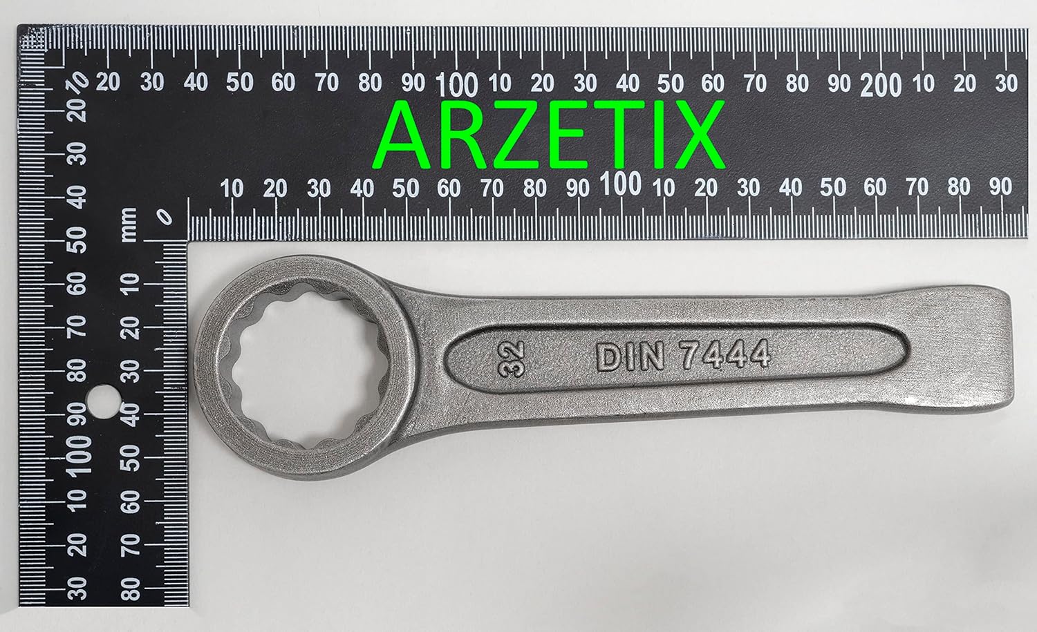AERZETIX - C64801 – Polygonal Star Strike Wrench 32 x 190 mm – DIN 7444 – Ring/Eye 12 Sides – in CR-V Steel – Silver – Heavy Load Tightening Mount Loosening Mechanical Nut Bolt