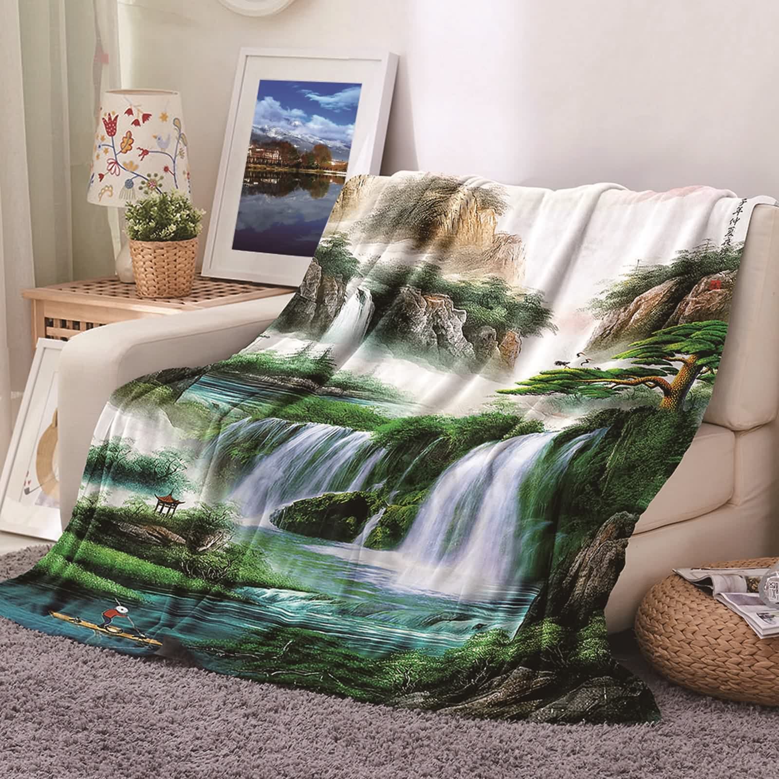 Couverture polaire flannel KnSam imprimée en flanelle de haute qualité paysage chinois