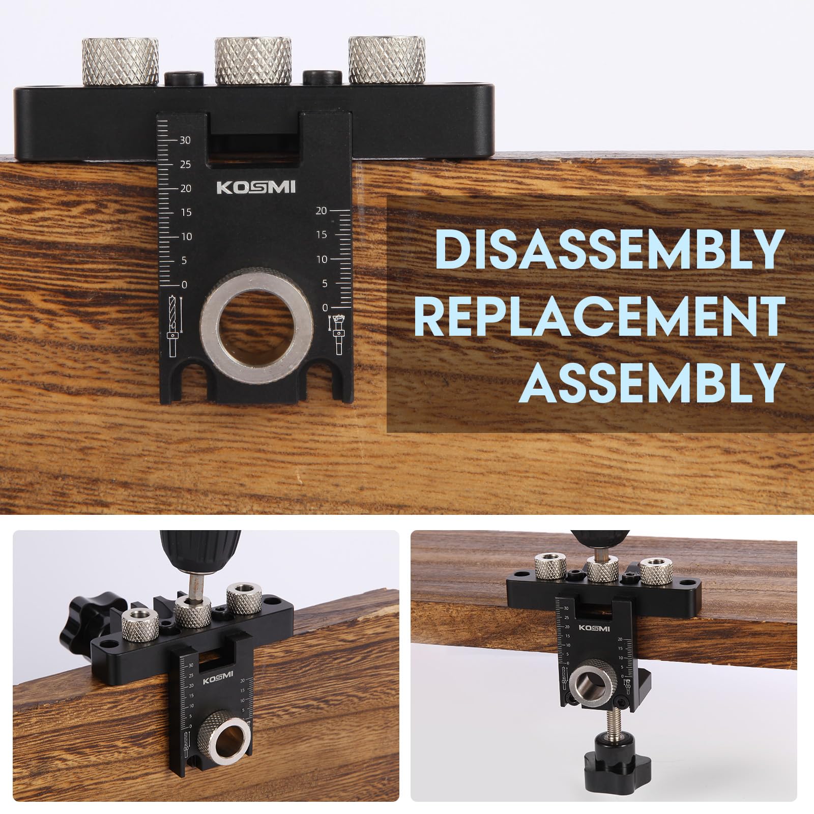 YUCHENGTECH 3 In 1 Dowel Jig Drill Kit Multi-Function Self Centering - View #6