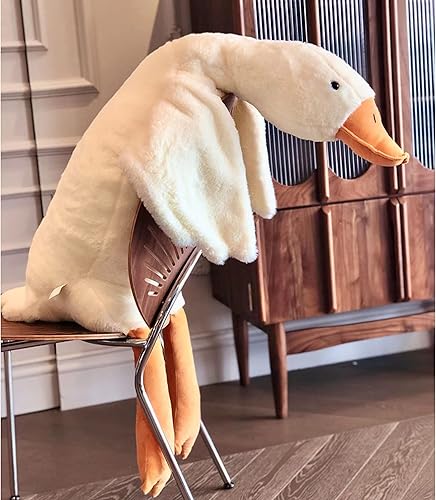 Miniatura 5 de Tanha Animales de peluche de ganso grande, almohada de felpa de ganso grande de 51 pulgadas, almohada de peluche de pato de ganso gigante