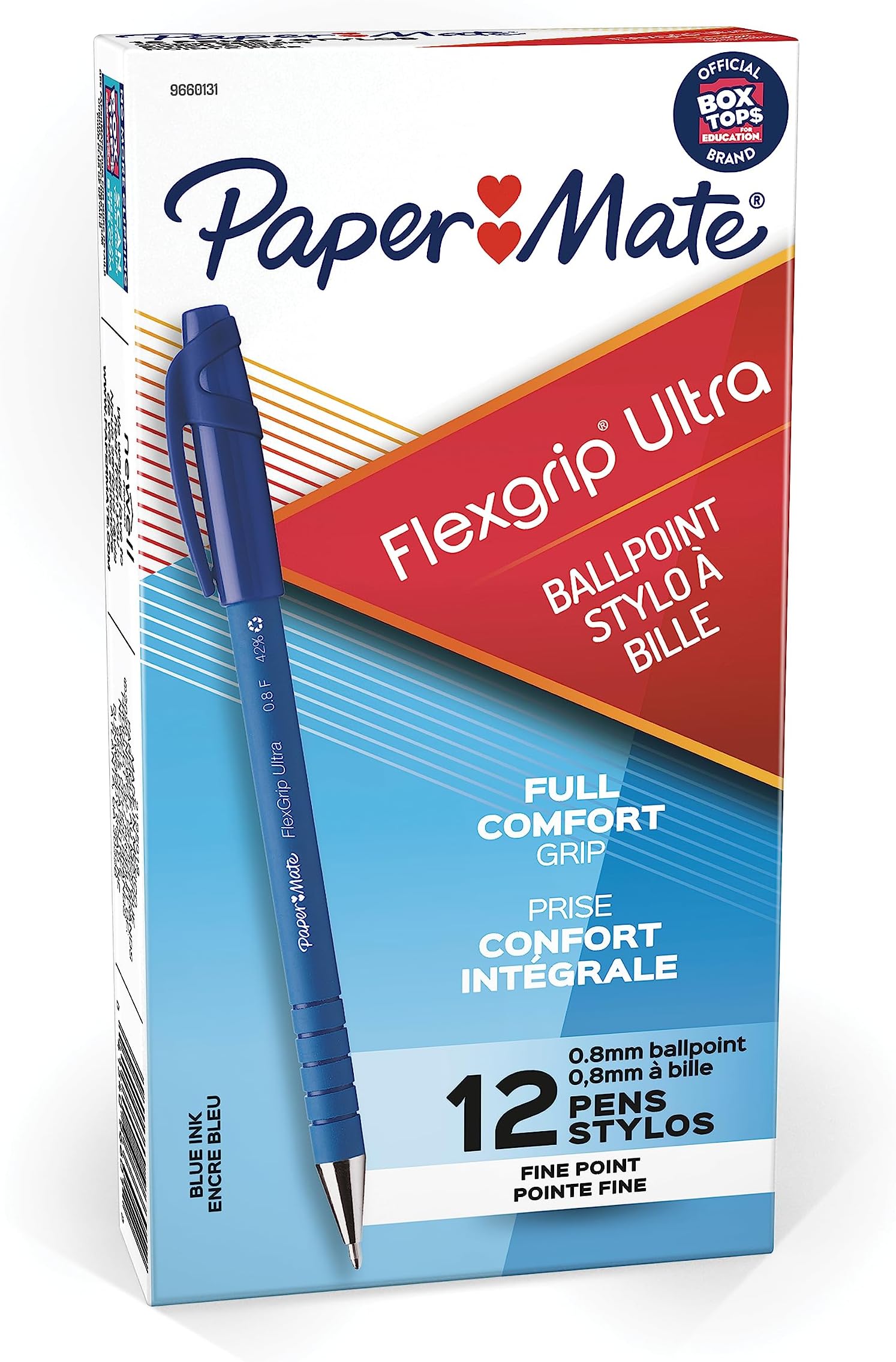 FlexGrip Ultra Stick Ball Pen, Fine Point, 0.80 mm, Blue Barrel, Blue Ink (9660131), Pack of 12