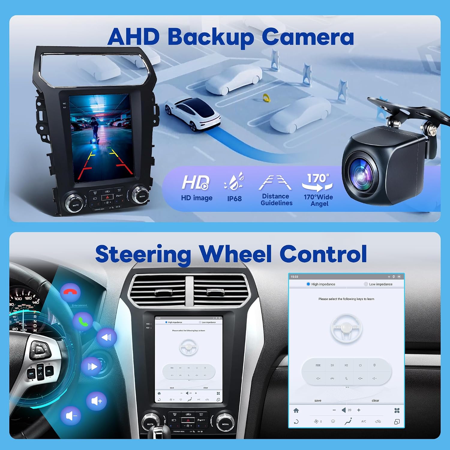 9.7" Qualcomm 8 Core Radio Upgrade for Ford Explorer 2011-2019,Android 13 Screen Explorer Head Unit with Wireless Carplay Android Auto GPS WiFi Bluetooth FM RDS SWC 1080P Backup Camera,4+64G
