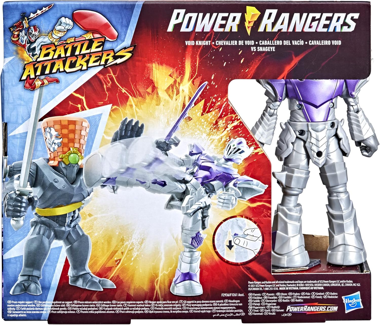 Power Rangers Dino Fury Battle Attackers 2-Pack Void Knight vs. Snageye Martial Arts Kicking Action Figure Toys Inspired by TV Ages 4 and Up