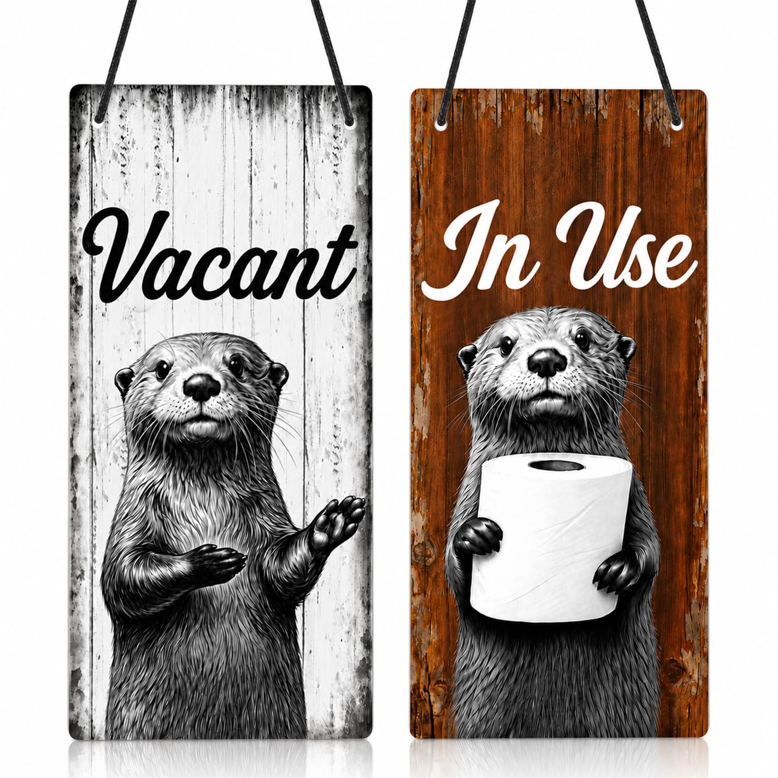Vacant Occupied Door Sign, Otter Double‑Sided Door Hanger,Privacy Indicator