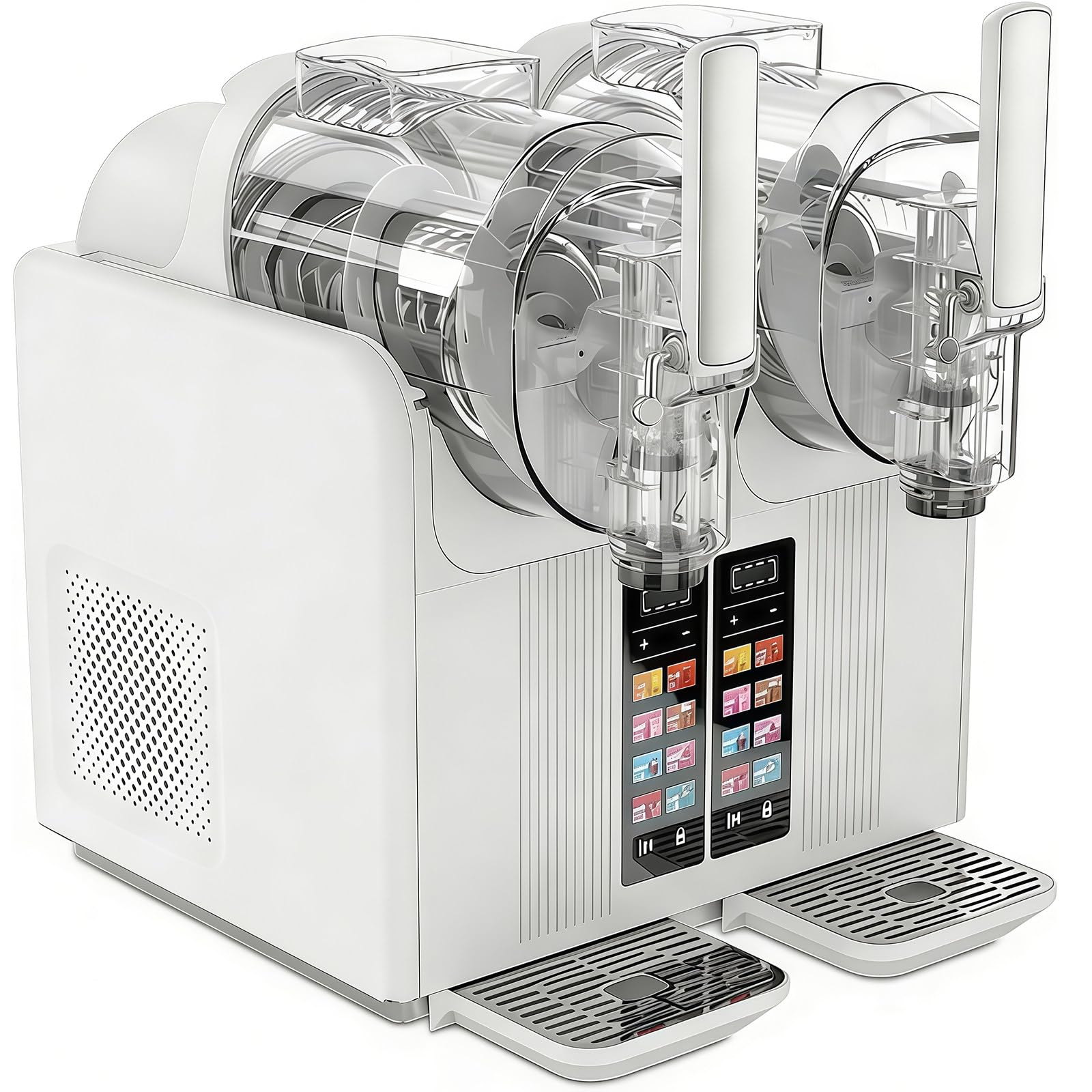 SHUMIAO 2-in-1 Soft Serve Ice Cream Machine & Commercial Slushie Maker, 2L Dual Bowl Slushy Machine, 7 Preset Modes, One-Button Operation, 430W Smoothie Machine, for Home Bar Business White