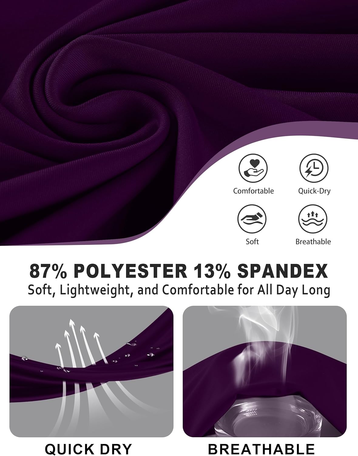 Women's Compression Shirt Short Sleeve, Quick Dry Workout Tops Athletic T-Shirts Gym Yoga Running Sports Base Layer - Image 3