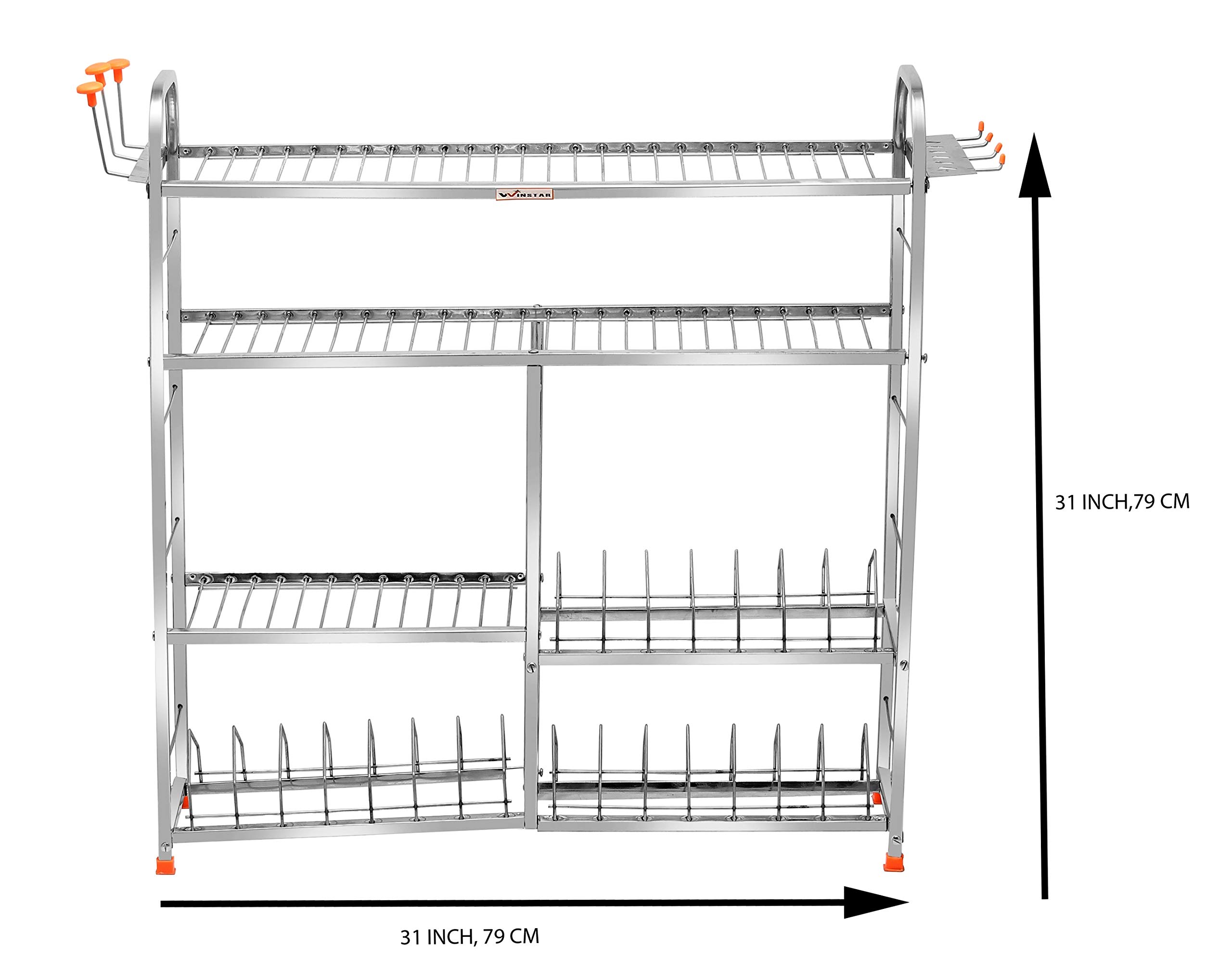 Buy WINSTAR Stainless Steel 5 Shelf Wall Mount Kitchen Racks Dish