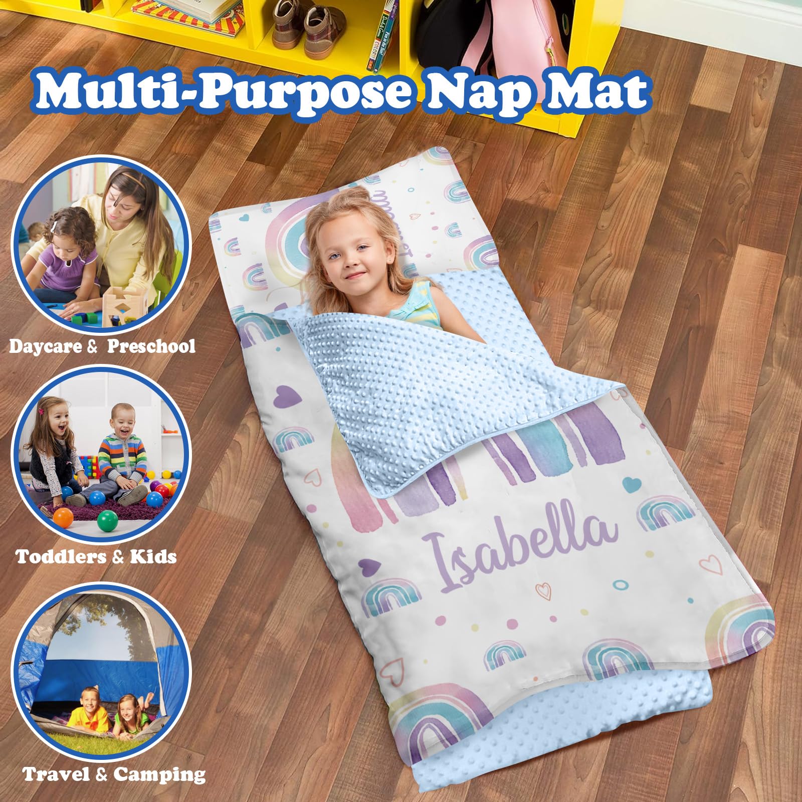 Personalized Sleeping Bags For Kids Dyoart Custom Rainbow Nap Mat