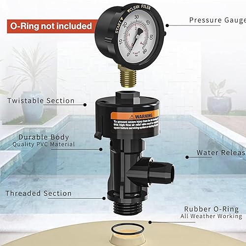 Miniatura 2 de Swimables Válvula de alivio de aire 98209800 compatible con filtro de piscina Pentair  Compatible con Pentair Pool Products FNS, Clean and Clear,
