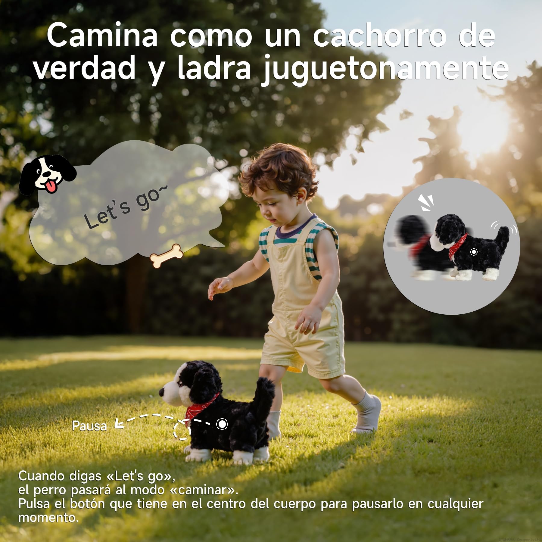 Perro Juguete con Control Vocal para Niños, Anda y Ladra, Habla, Mueve la Cola, Perro Interactivo Electrónico, Cachorro de Peluche de Animales, Regalo 3+ Años