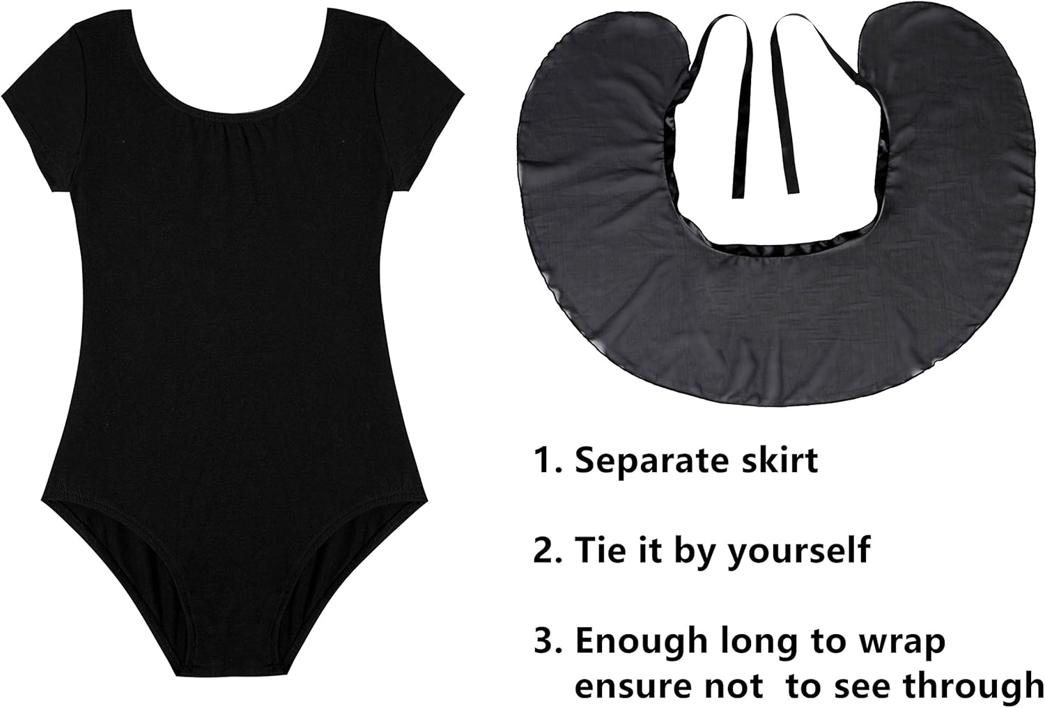 DANSHOW Girls Short Sleeve Leotard with Skirt Kids Dance Ballet Tutu Dresses - Image 3