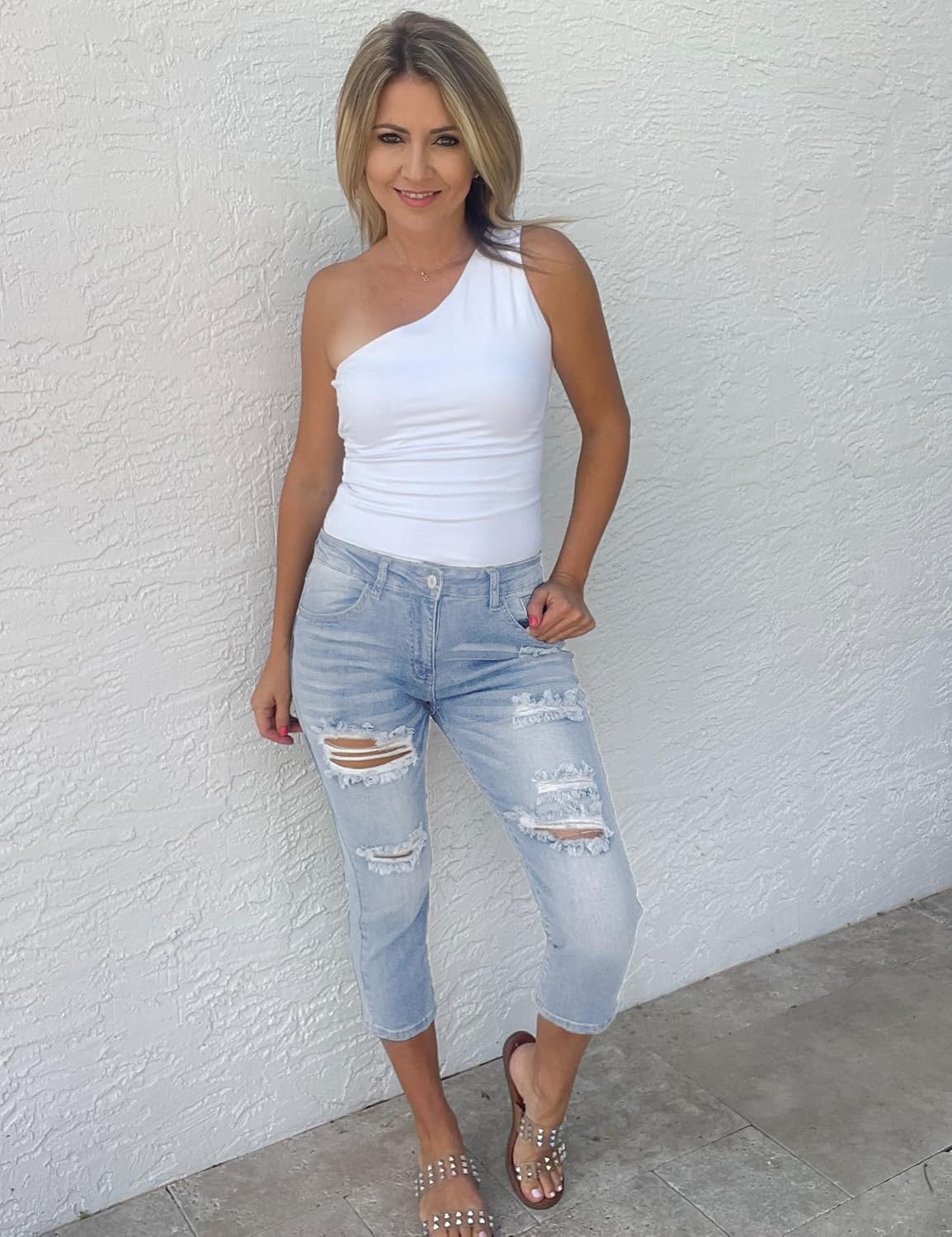 luvamia Womens Capri Jeans for Women High Waisted Skinny Ripped Jean Denim Pants - Image 4