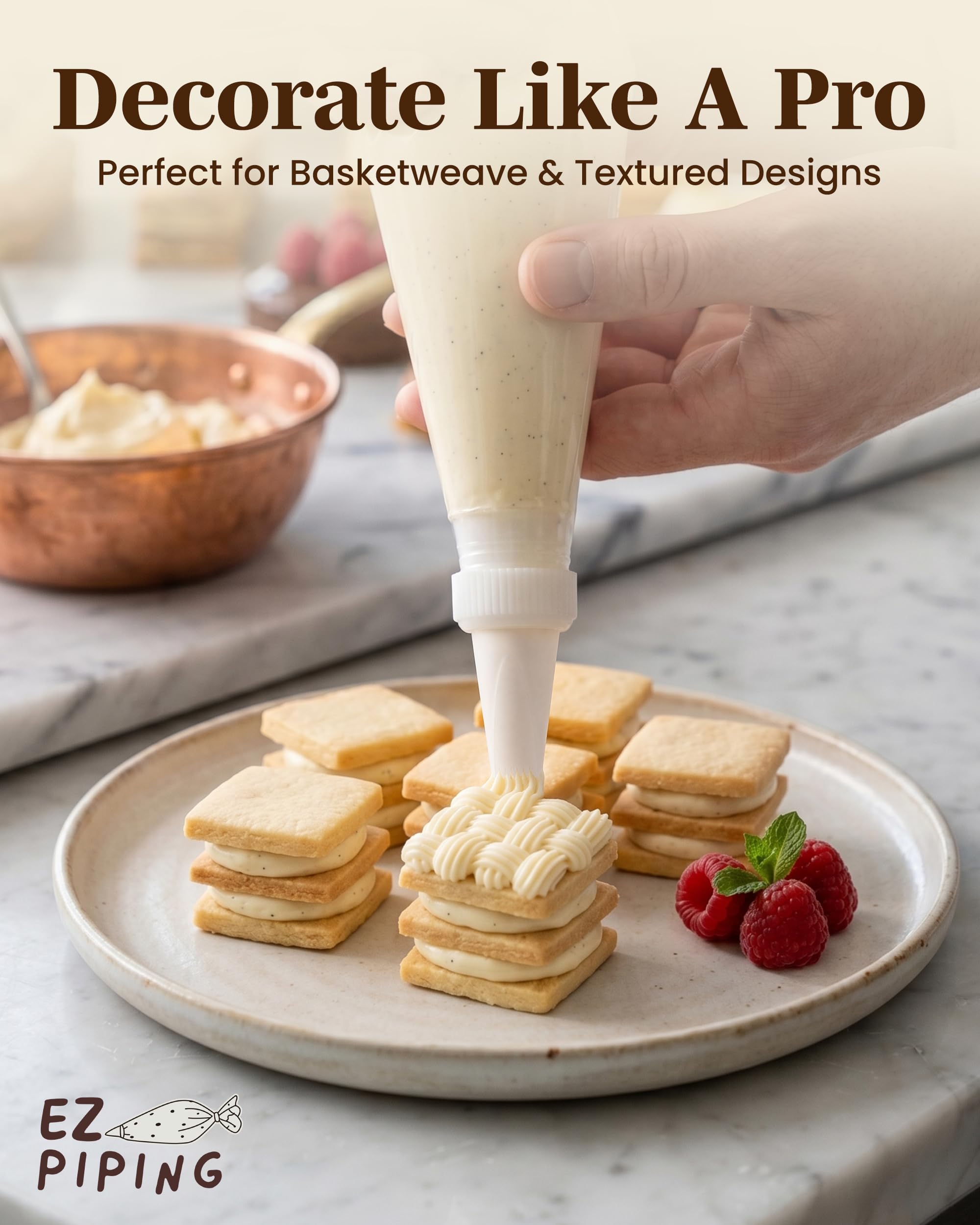 Puntas de plástico reutilizables – Punta de tejido de cesta de tamaño estándar #47 boquillas de glaseado hechas de plástico de grado alimenticio, kit de decoración de pasteles, suministros