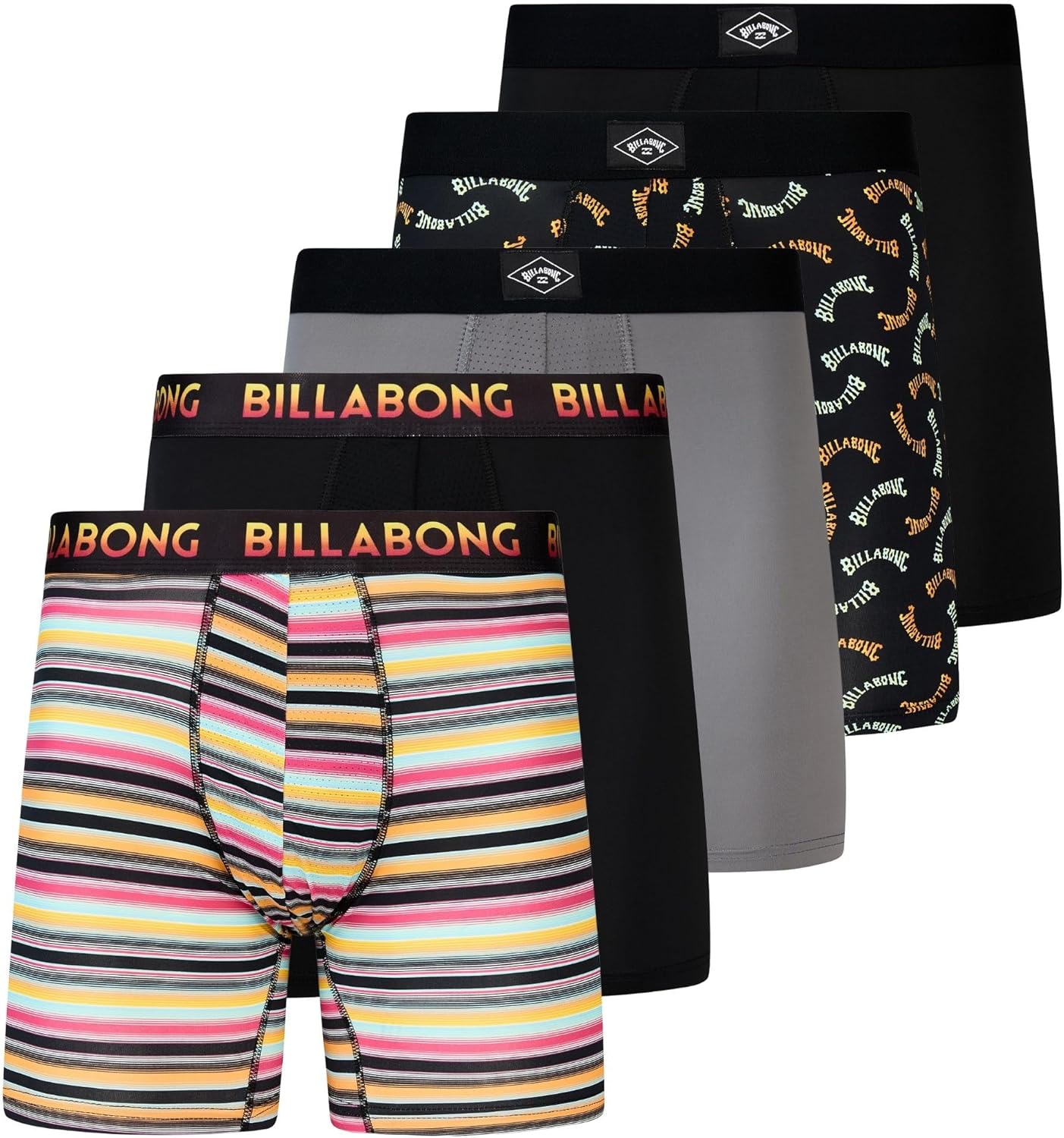 Billabong Mens Underwear 5 Pack Microfiber Performance Boxer Briefs for Men