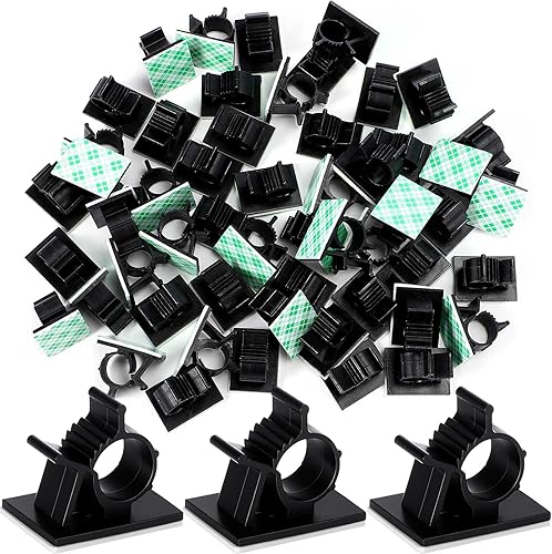 Eboot 50 clips adhesivos para cables, clips de cable fuertes, correas de cable, abrazaderas de gestión de cables para la pared, debajo del