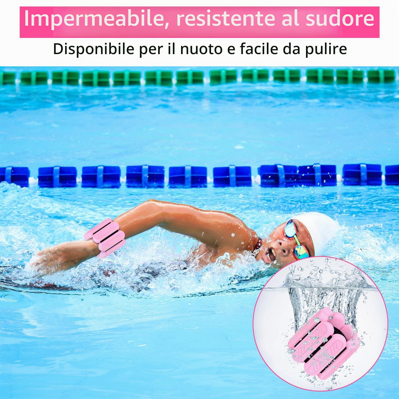 Set di 2 pesi da polso regolabili, per piedi o polso in movimento, jogging, yoga, aerobica, pilates, fitness