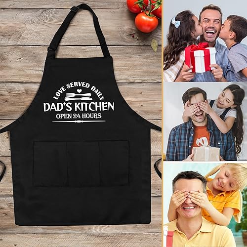 Miniatura 6 de Delantales de parrilla para hombres, espalda de Cnavas Corss con bolsillos grandes, delantales de chef ajustables, regalos divertidos para hombres