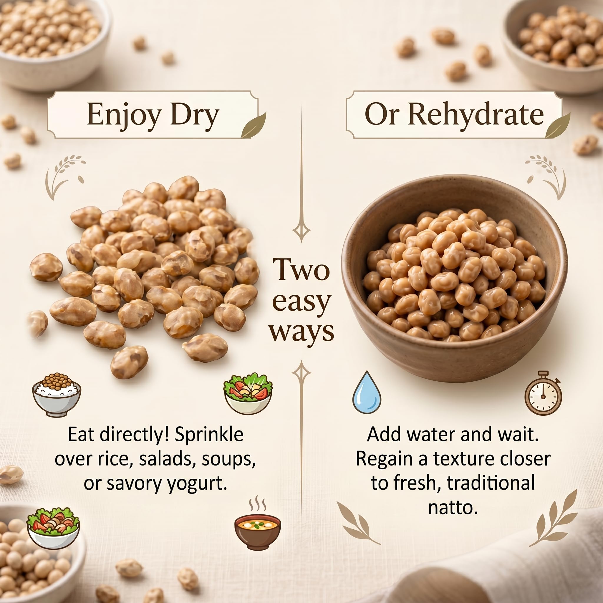 Natto seco 150 g soja fermentada