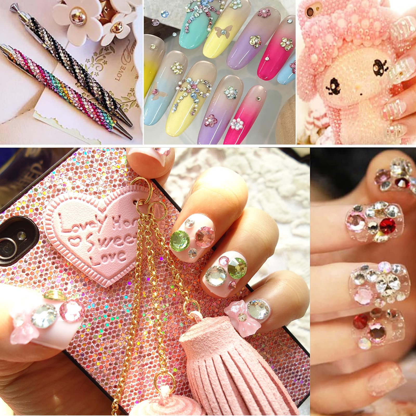 Lot De 18 000 Strass Pour Ongles - 18 Couleurs, 2mm & 3mm, Résine AB Cristal - Kit Complet Avec Pince