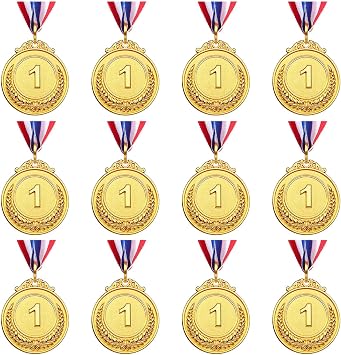 12 PCS Gold Medals for Kids Adults, 1st Place Award Medal for Classroom School Rewards,Sports, Competitions, Tournaments, Winning Prizes, Party, 2 Inches