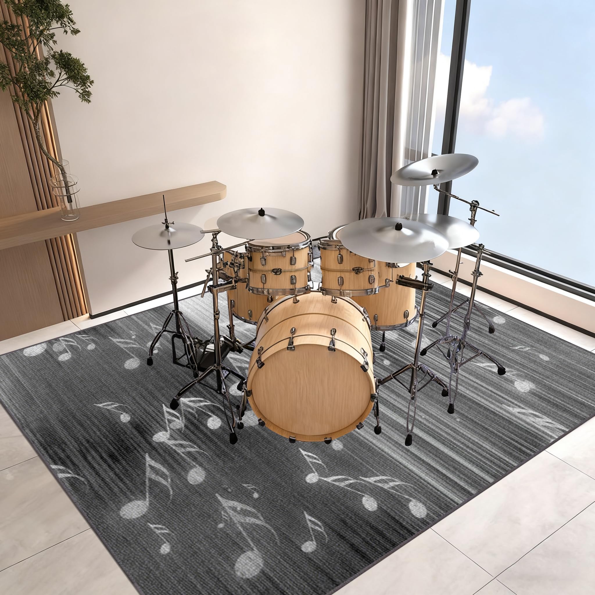 230 x 200 cm Tappeto per Batteria e Strumenti a Percussione Elettronici, Tappeto Insonorizzato Tamburo Antiscivolo, Tappeti Rettangolari per Grancassa, Tamburo Rullante e Altri Strumenti