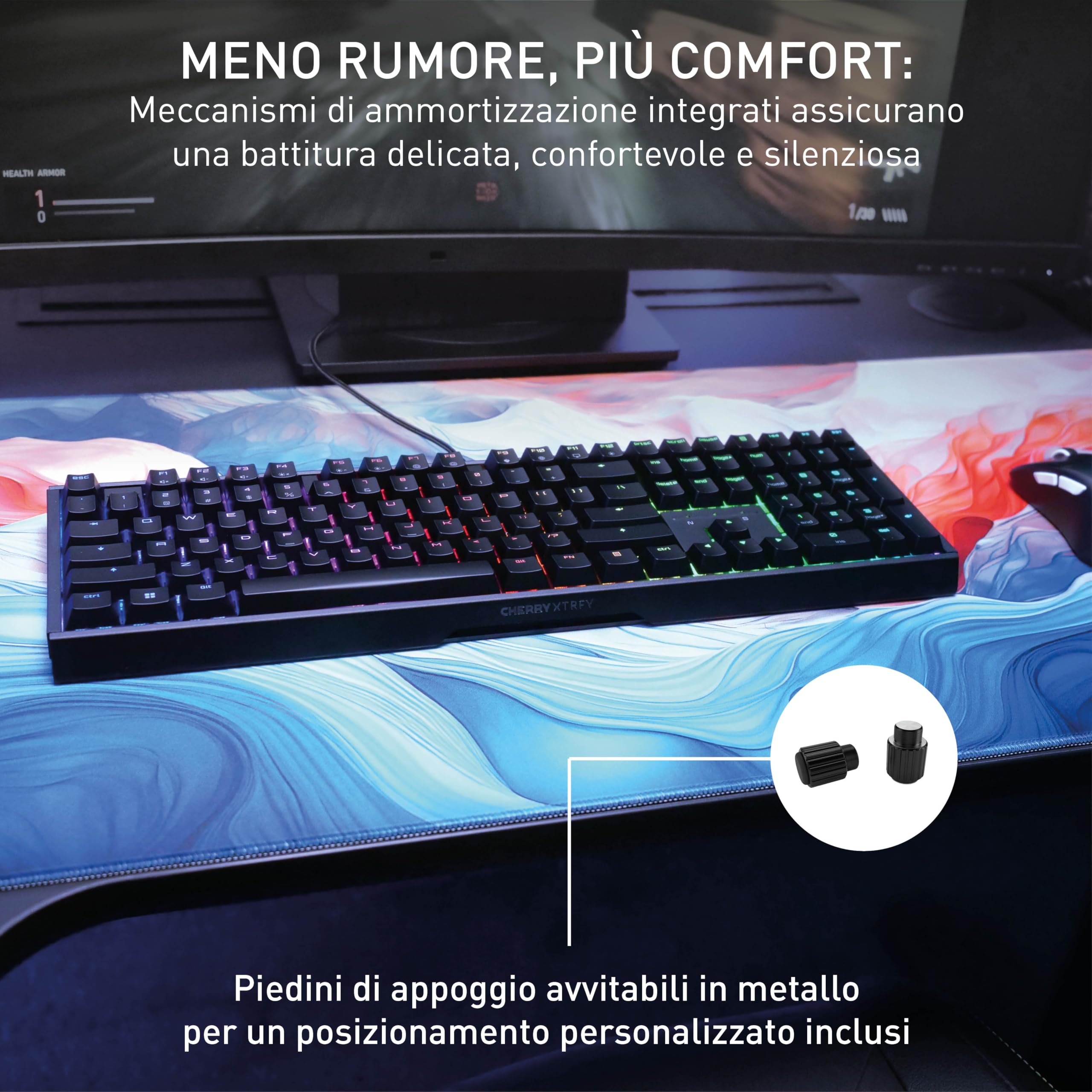 CHERRY XTRFY MX 3.1, Tastiera da gaming meccanica, Layout per la Germania (QWERTZ), Illuminazione RGB, Alloggiamento in alluminio, USB-A, Interruttori MX2A RED, colore nero