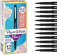 Vista 1 de Paper Mate Flair Pen, punta media de 0.7 mm, negro, caja de 12