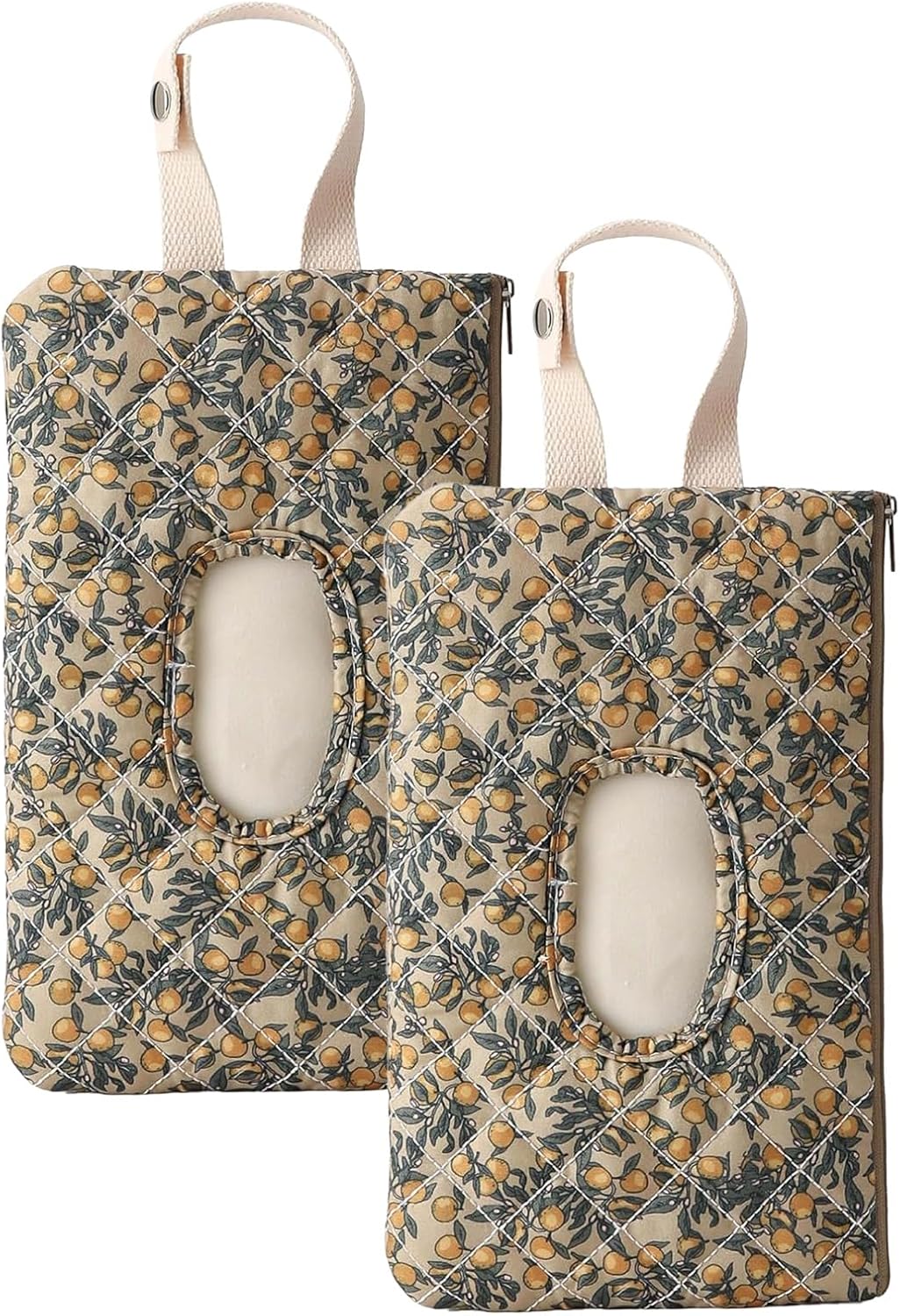 Quilted Wipe Holder Floral Quilted Diaper Pouch Portable Bag, Portable Mommy Bag, Reusable Hanging Floral Wet Wipes Bags