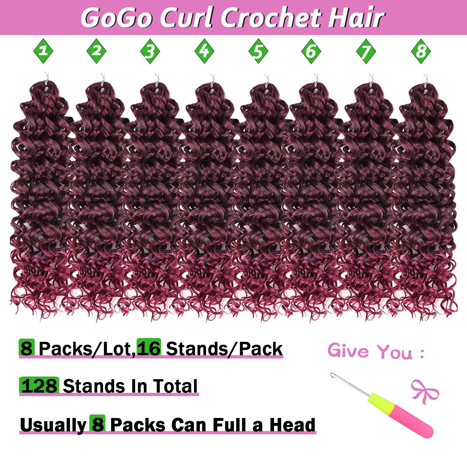 Samtress GoGo Curl Crochet hair 18 Inch Water Wave Braiding Hair Extensions Deep Twist Crochet Braids Synthetic for Women (#TBUG) - Image 4