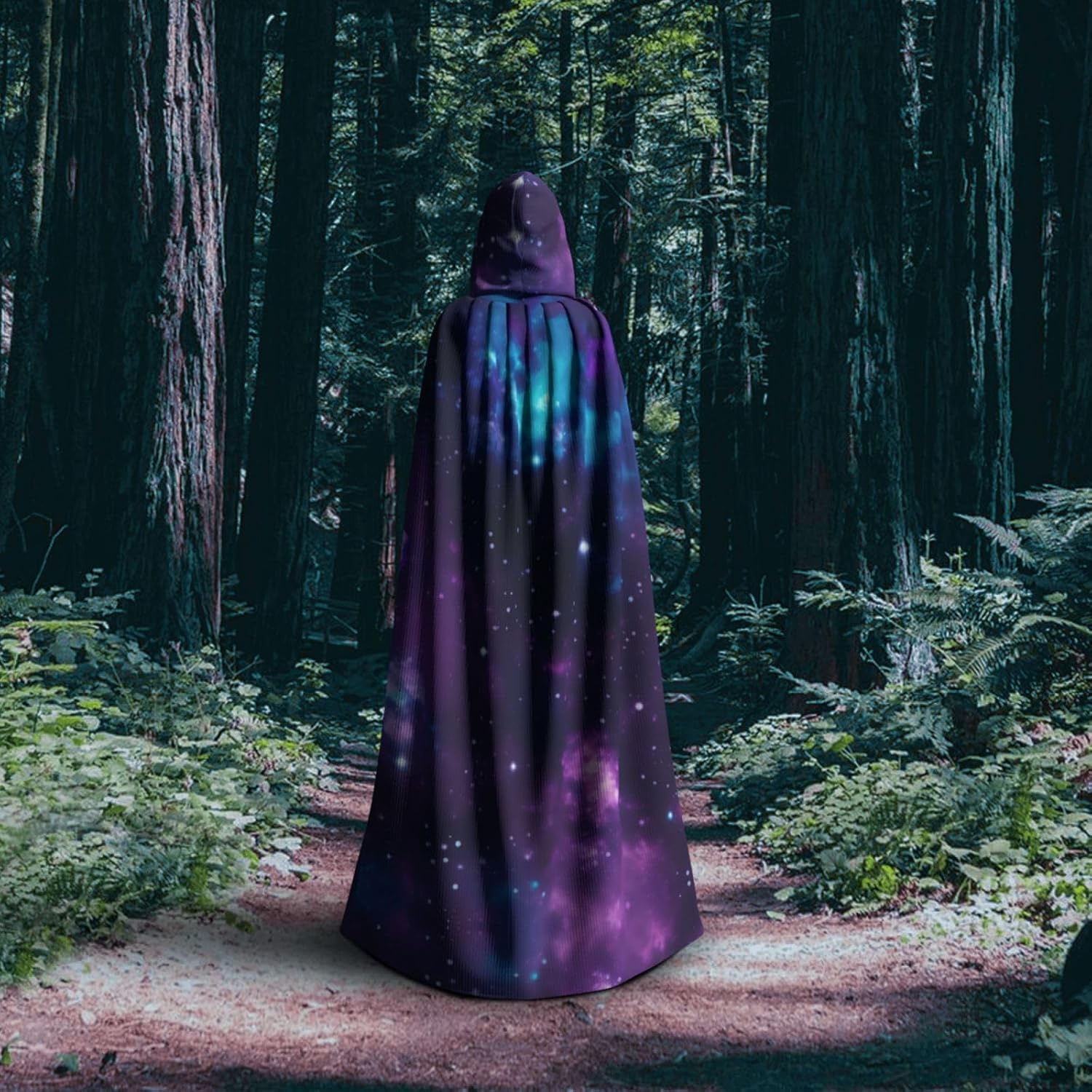 SSIMOO Purple&Blue Galaxy Eye-Catching Cosplay Costume Cape for Women - Unisex Vampire Cloak for Halloween.