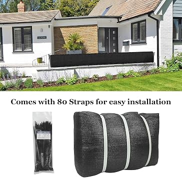 Orgrimmar Privacy Screen Fence Black 4x50 Heavy Duty Garden Fence Mesh Shade Net Cover for Outdoor Wall Porch Patio Backyard Balcony