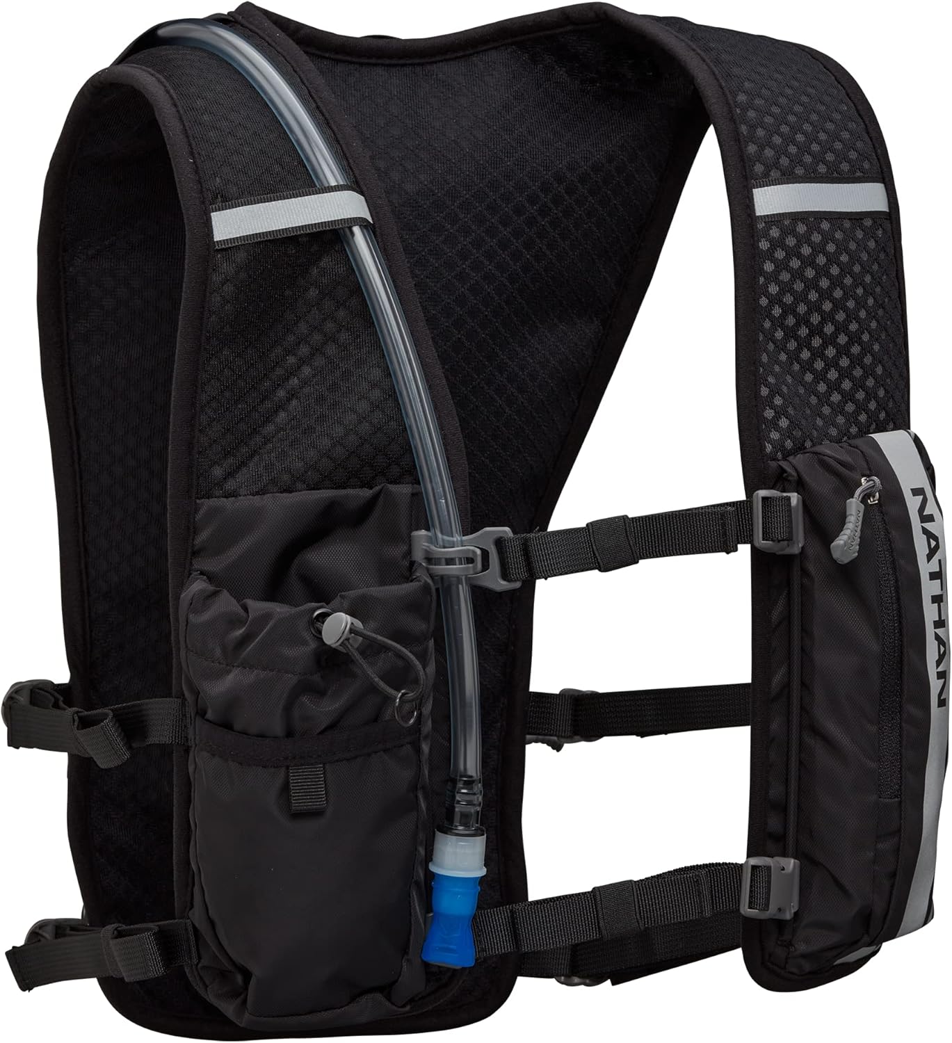Nathan Hypernight QuickStart 2.0 4 Liter Hydration Pack w/ 1.5L Bladder, Reflective to Be Seen at Night, Front Water Bottle Pockets, Moisture Wicking, Unisex