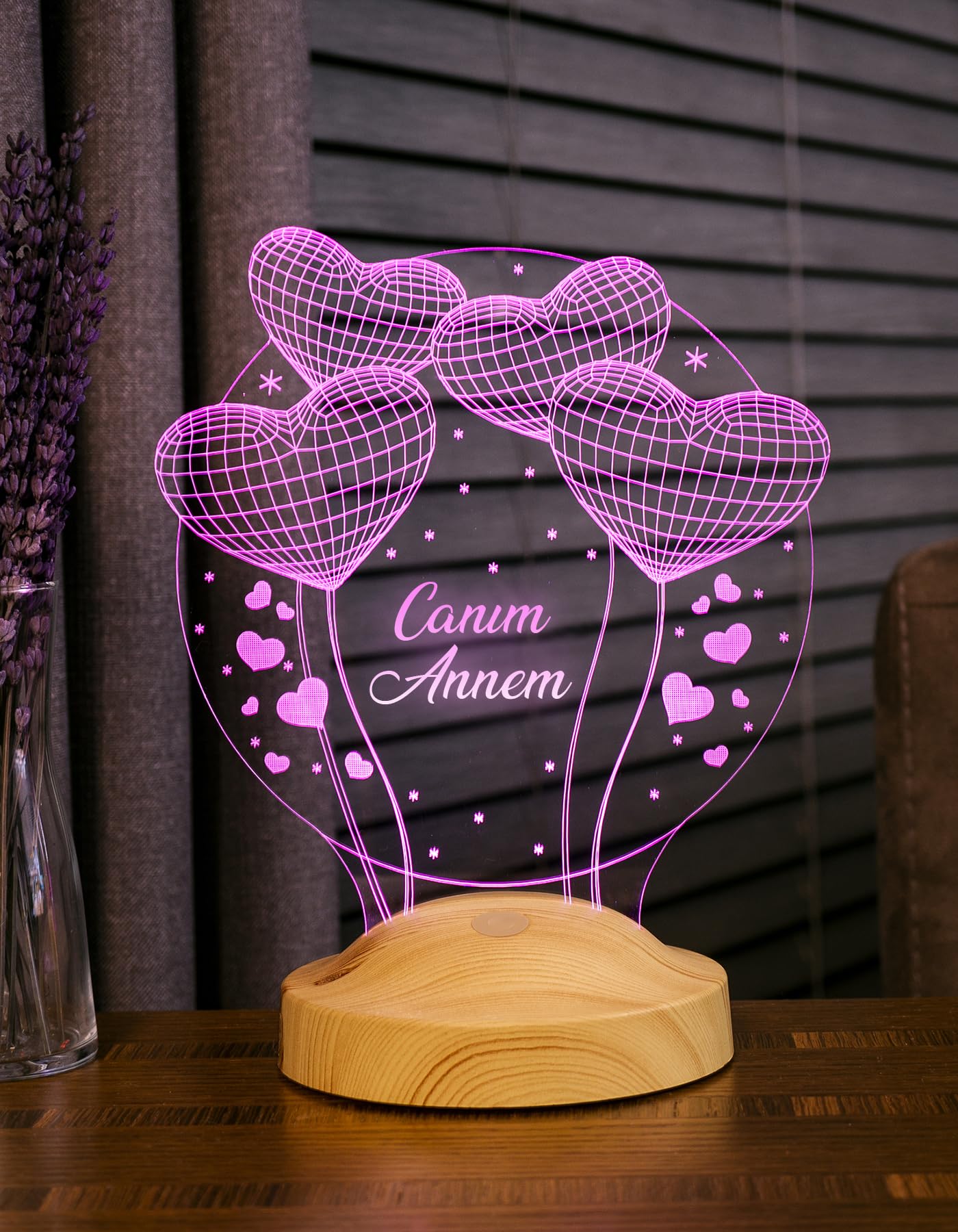 Anneler Günü Hediyesi, Anneye Hediye, Anneye Doğum Günü Hediyesi Balon Kalpler Küre Kişiye Özel 3D L
