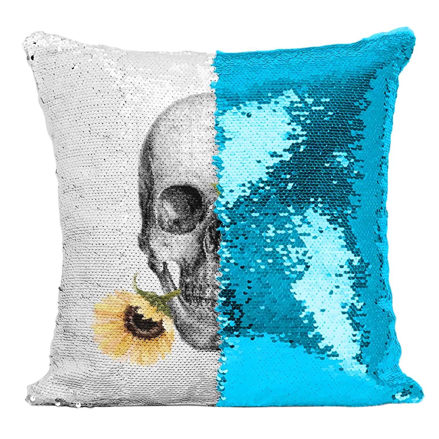 Coussin paillettes squelette collage de fleurs premium