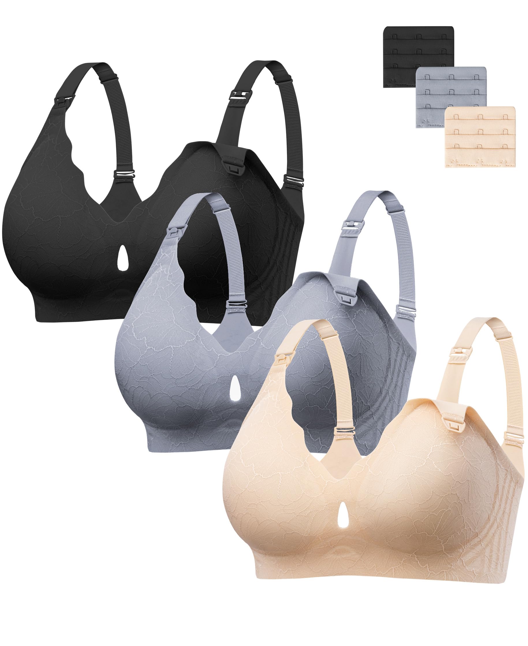 hbselect Nursing Bras for Breastfeeding Seamless Maternity Scalloped Jelly Bras Wireless Pregnancy Sleep Bralette-picture-47