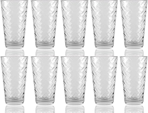 Vista 33 de Circleware Hill Street - Juego enorme de 10 vasos altos para beber, 15.75 onzas, vasos de base pesada para agua, cerveza, jugo, bar, decoración