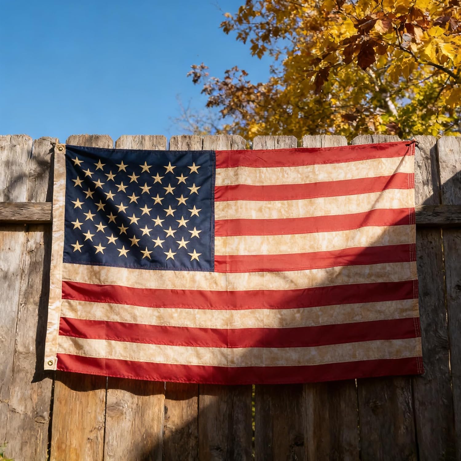 AMZFLAG Vintage American Flag 3x5 ft Tea-Stained Embroidered USA Flags 250th Anniversary Heavy Duty Antiqued US Flags for Outsided with 2 Brass Grommet 4th of July - Image 5