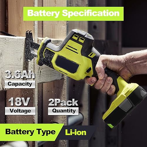 Miniatura 2 de Paquete de 2 baterías de repuesto de 3.6Ah para batería Ryobi de 18 V P102 P103 P104 P107, compatible con herramientas eléctricas inalámbricas Ryobi