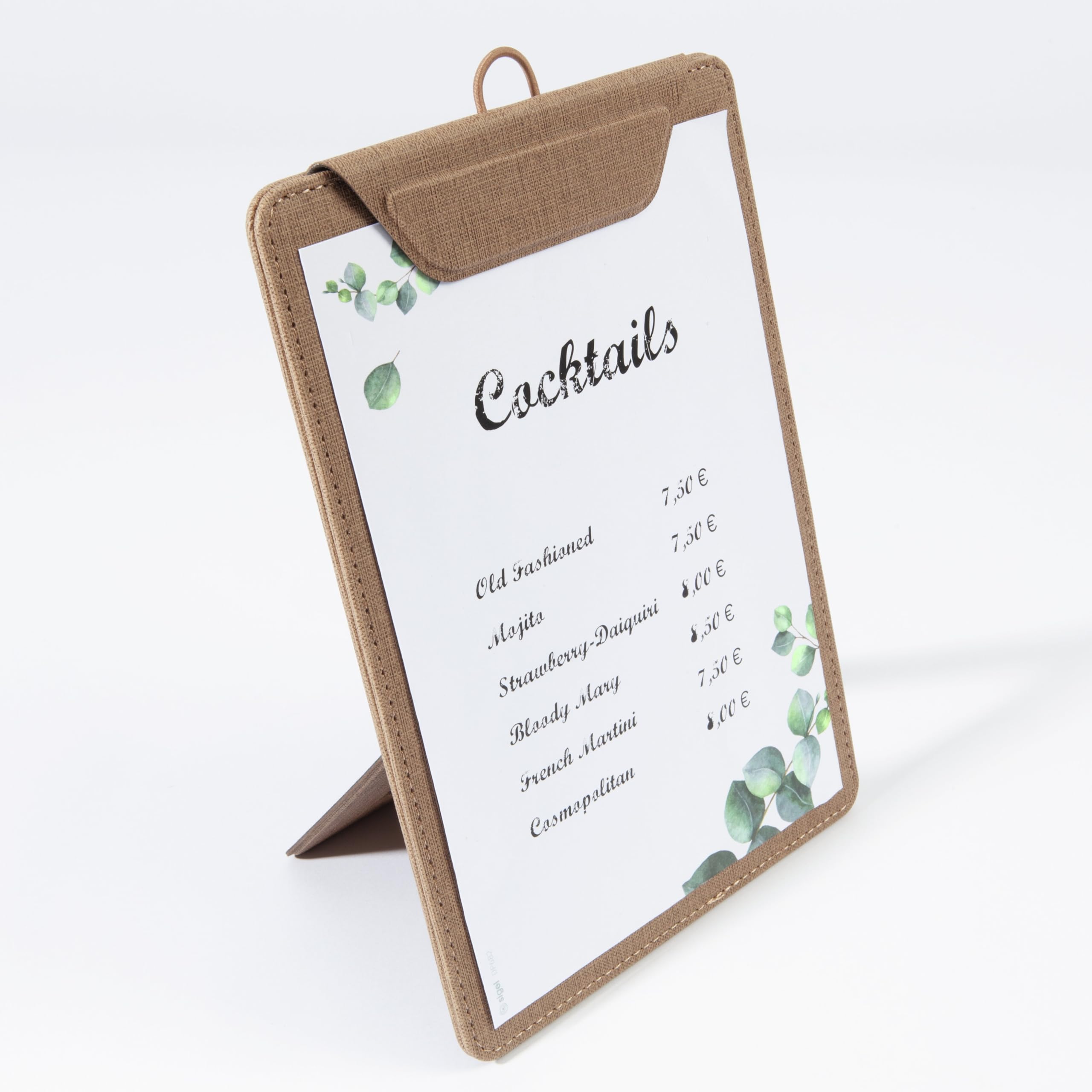 SIGEL Porte-menu avec pince 23 x 33 cm - 5 pièces | KB120, pour jusqu’à 20 feuilles A4, beige, pour l’organisation efficace de documents et formulaires